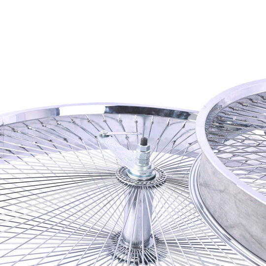 Close up of Micargi 29"*3" Chrome Fat Rim Bike Coaster Brake Rear Wheel