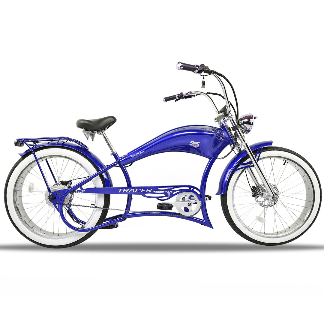 Twenty5 GT 800W Electric Chopper Bike mid-rise handlebar fat tire for man