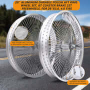 Micagi WH-TR9529140 29"X4"X13GX140H ALUMINUM POLISH FAT RIMS WHEEL SET.