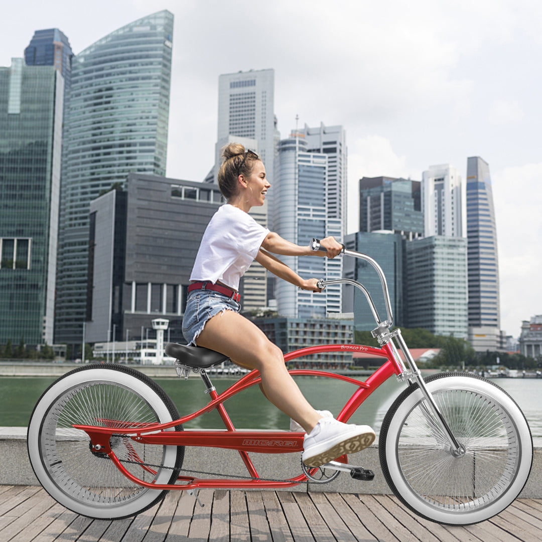 Micargi Bronco Pro 26” Stretch Cruiser Bike Red