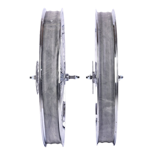 Side View of Micargi Chrome Fat Rims Wheel Set for 26"*3" with 7-speed Disc Brake