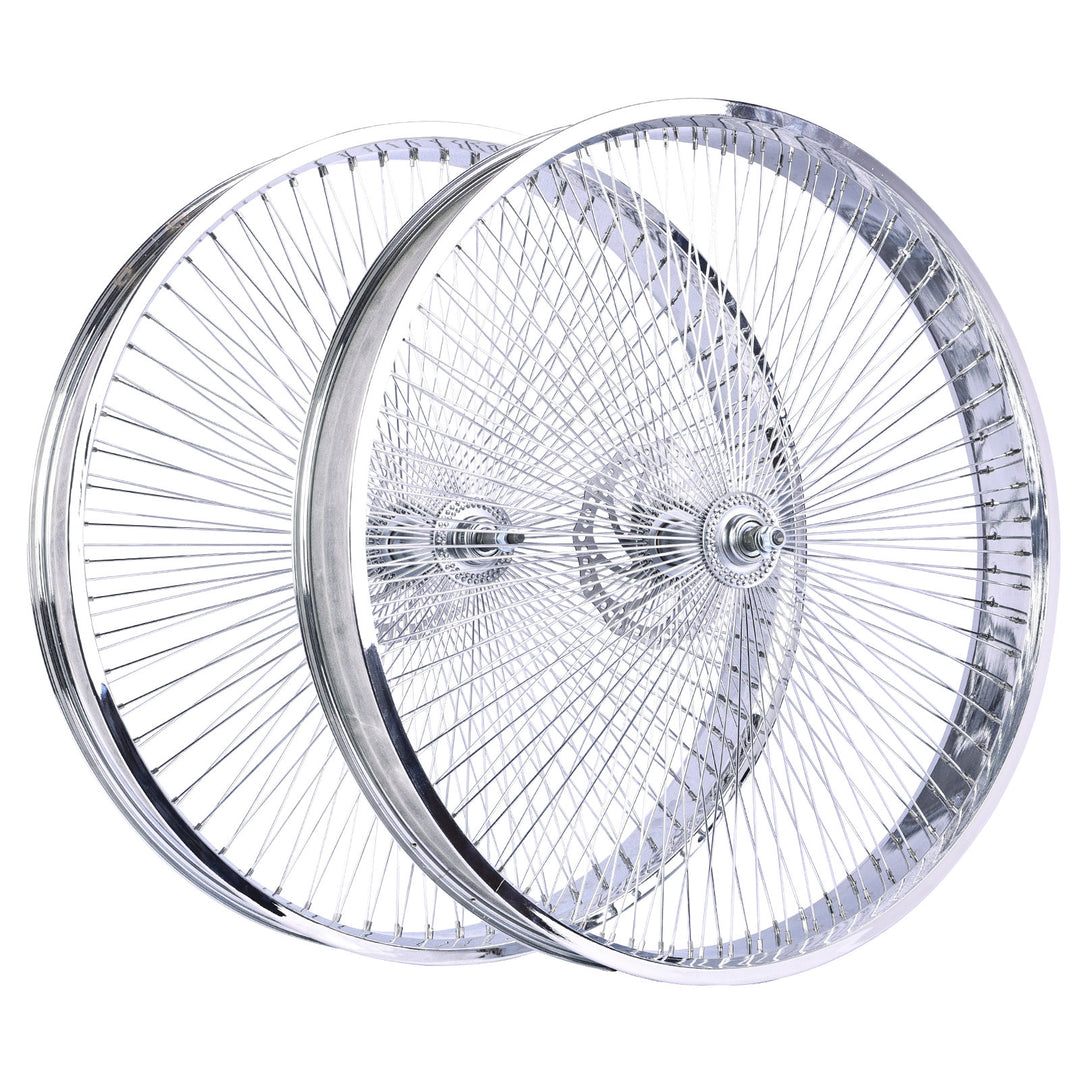 Side View of Micargi Chrome Fat Rims Wheel Set for 26"*3" with 7-speed Disc Brake
