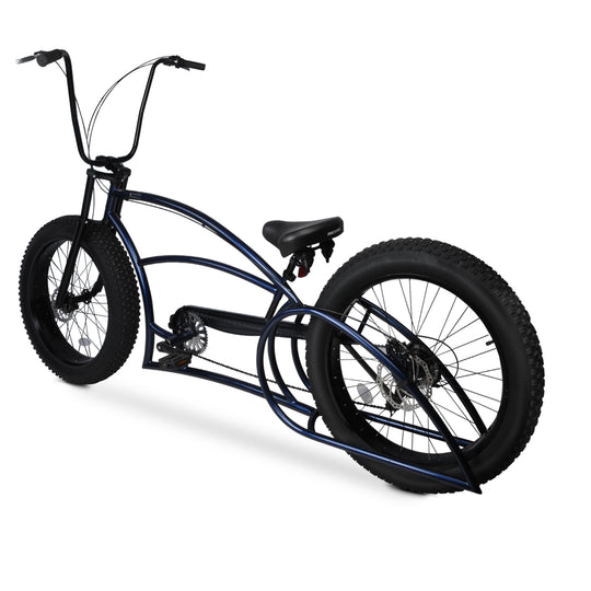 Side View of Micargi Bombita XLE 7/ GT7 Chopper Cruier Bike Wide Seat 26inch
