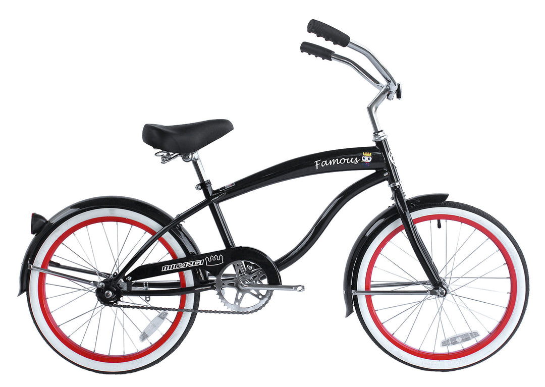Micargi FAMOUS Beach Cruiser Bike in Black Comfortable Saddle Hi-ten Steel Handlebar