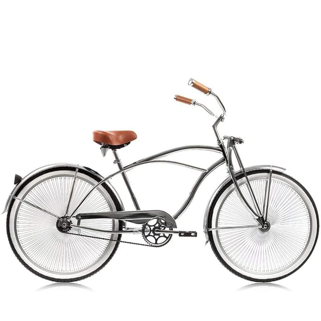 Micargi Cougar GTS Beach Cruiser Bike Chrome with fenders Hi-ten Frame