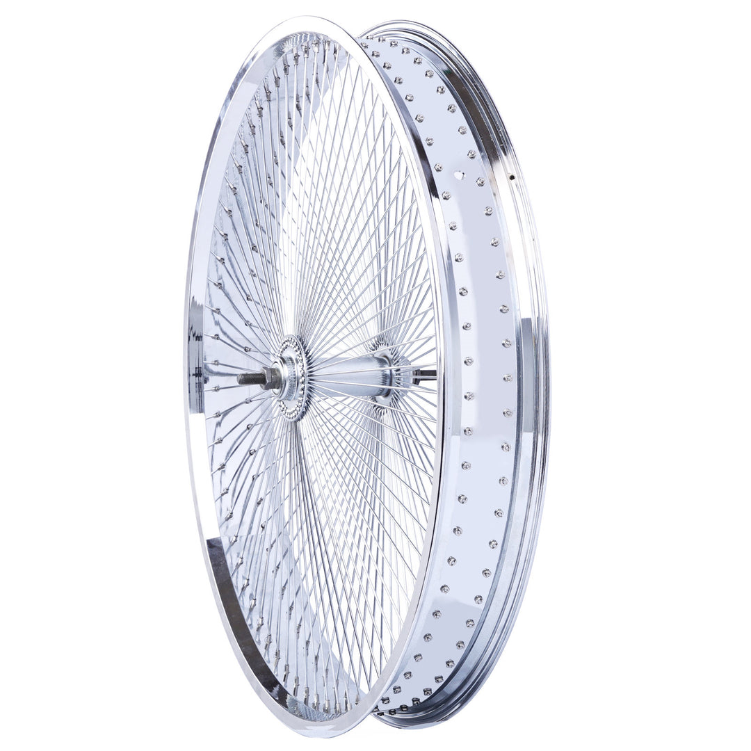 Side View of Micargi 26*3 Alloy Chrome Fat Rims Wheel Set with Coaster Brake