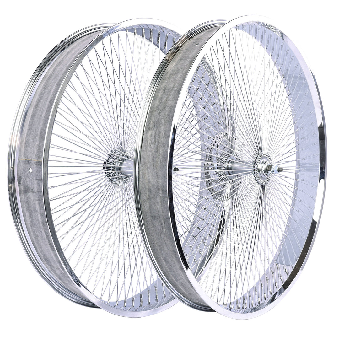 side view of Micargi Chrome Wheel Set 29*3.0 29*4.0 Alloy Coaster Brake 140 Spokes
