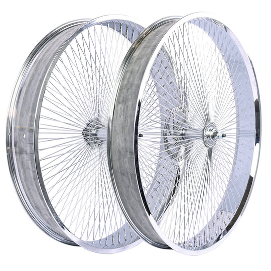 side view of Micargi Chrome Wheel Set 29*3.0 29*4.0 Alloy Coaster Brake 140 Spokes