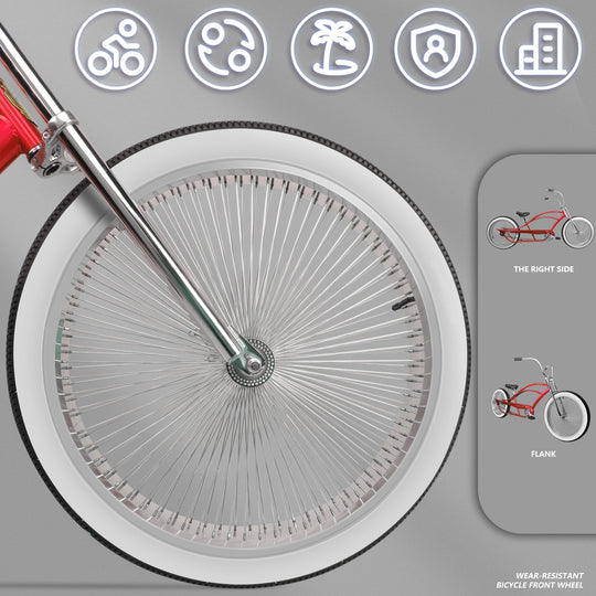 Close up of Micargi Bronco Pro 26” Stretch Cruiser Bike White Wall Tire