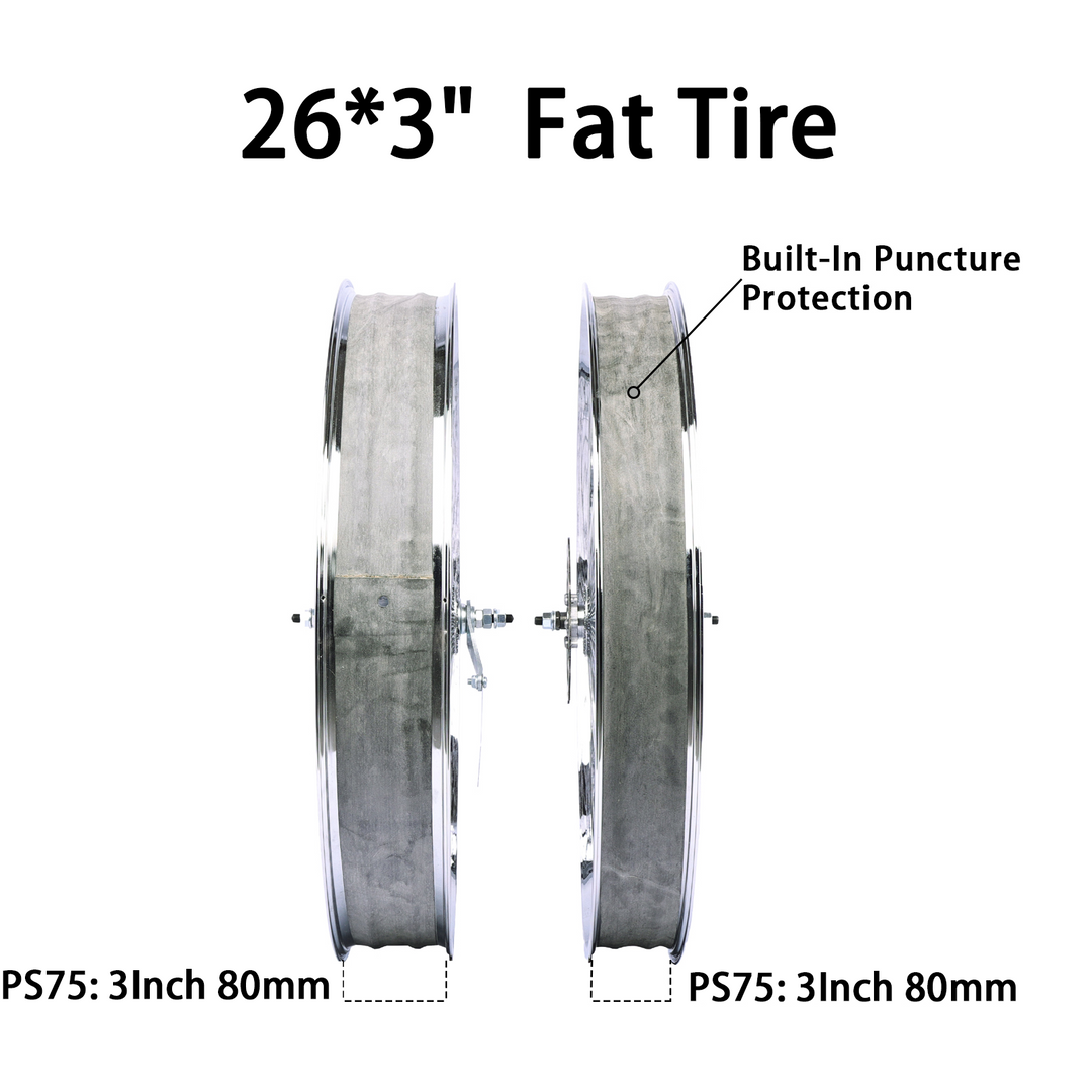 Micargi WH-TH7526140C-CP Lowrider 26*3 Alloy Chrome Fat Rims Wheel Set with Coaster Brake