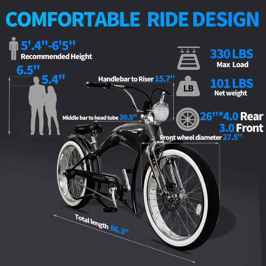 Tracer Twenty5 DS 500W Chopper Cruiser E-Bike