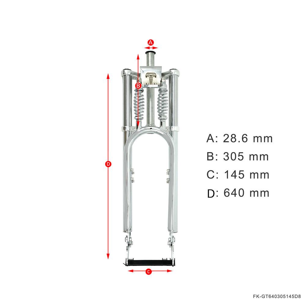 Micargi 26" Over and under dual spring Classical Chrome Fork 28.6mm for 3.0 4.0 Fat Tire