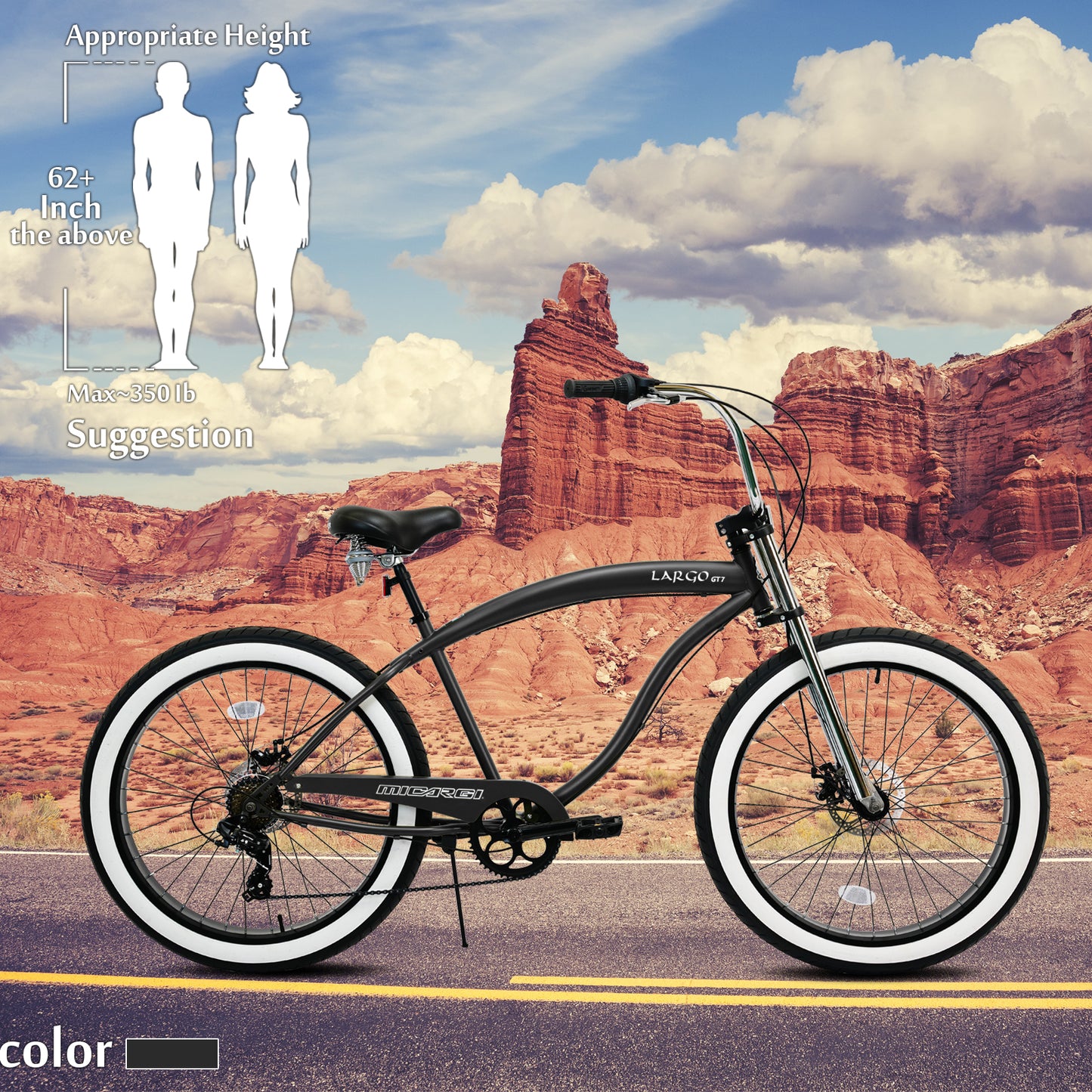 Micargi Largo GT 26" Beach Cruiser Bikes