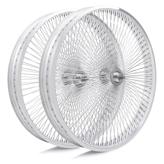 Side view of Micargi 26"X3"X13GX140H Aluminum Polish Fat Rims Wheel Set with Disc Brake