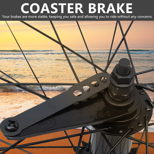 Close up of Micargi 26"x3"x13Gx36H Alloy FAT Rims Wheel Set coaster brake