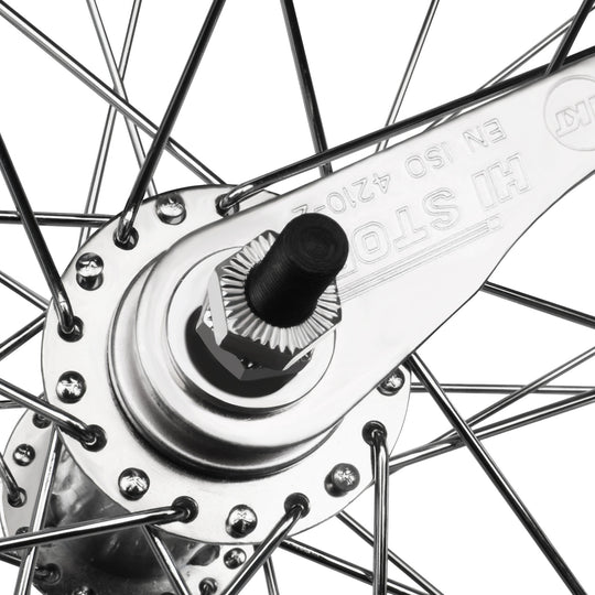 Close up of Micargi 26"x3"x13Gx36H Alloy FAT Rims Wheel Set with coaster brake