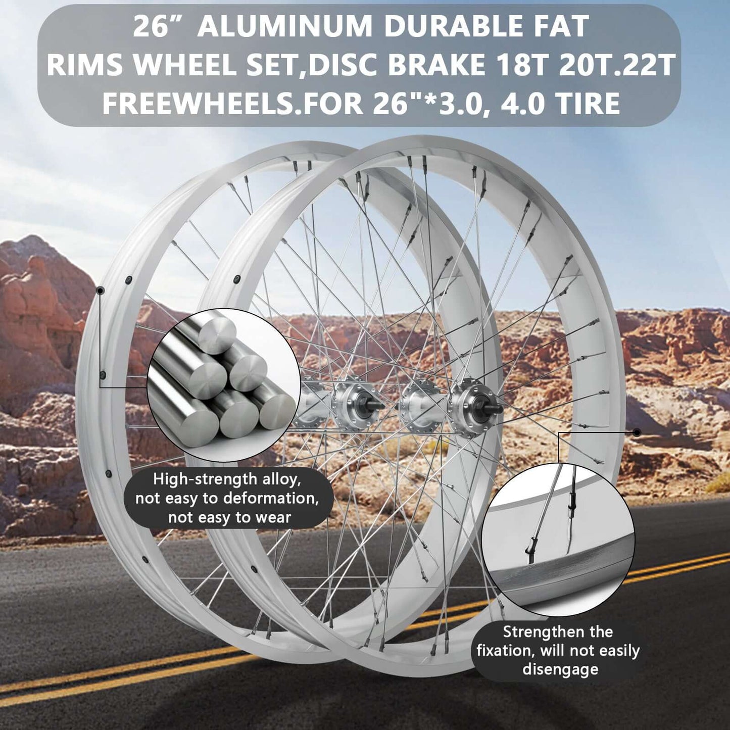 Micagi WH-T952636C 29"X4"X13GX36H Alloy FAT RIMS WHEEL SET.