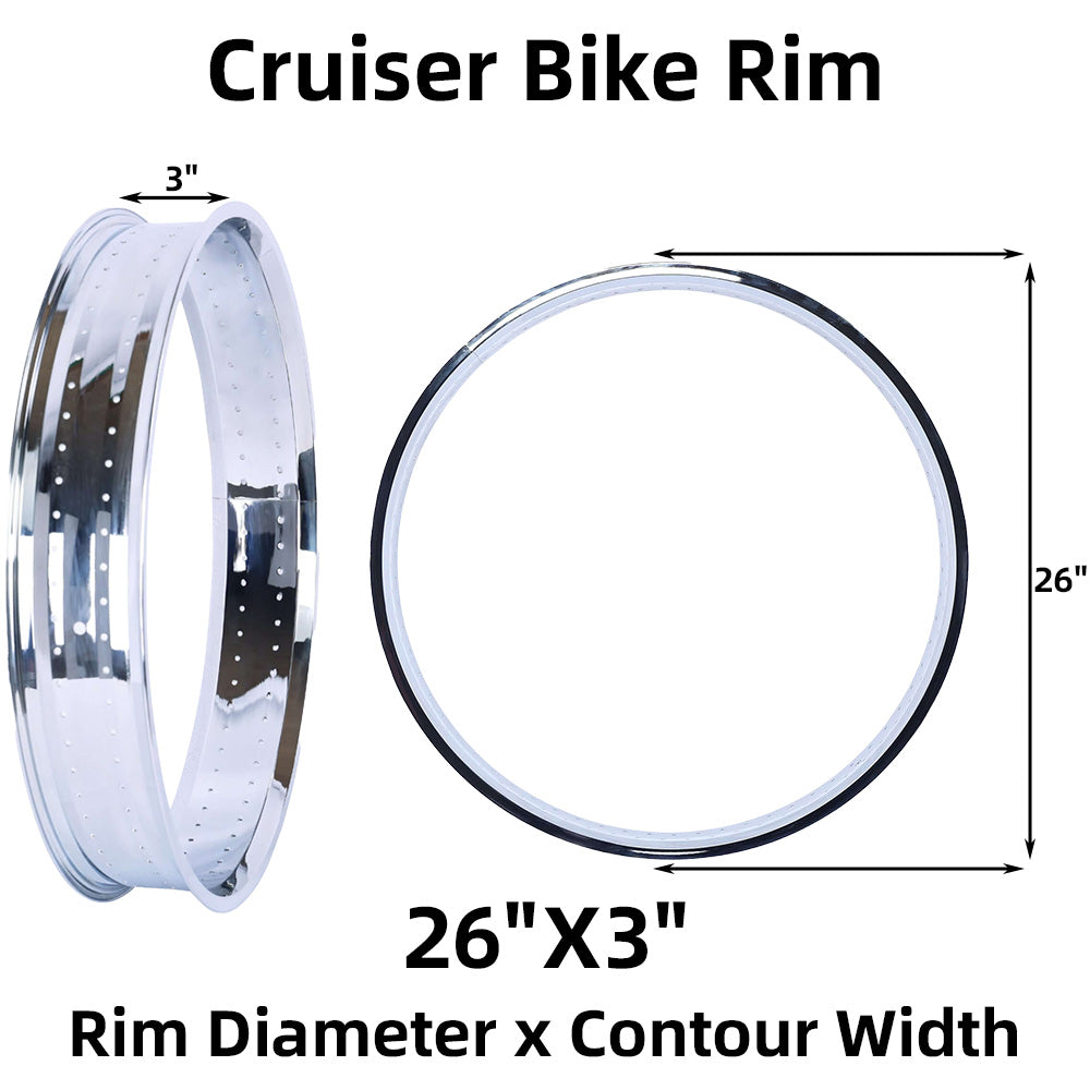 Micargi RM-TH7526140-CP Bicycle Fat Mirror Electroplating Chrome Rim 26" x 3" x 140H 80MM