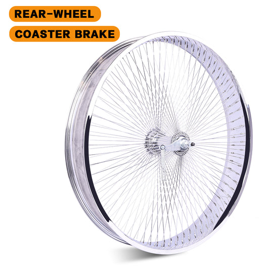Micargi WH-TH7526140C-CP Lowrider 26*3 Alloy Chrome Fat Rims Wheel Set with Coaster Brake