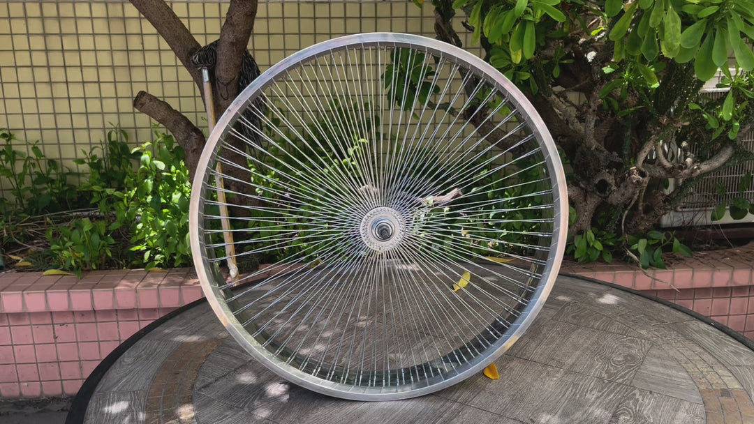 Micargi 26"X3"X13GX140H Spokes Aluminum Polish Fat Rims Wheel Set with Disc Brake
