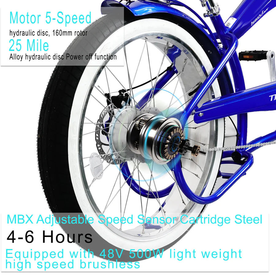 Tracer Twenty5 GT 500W 26" CRUISER E-BIKE