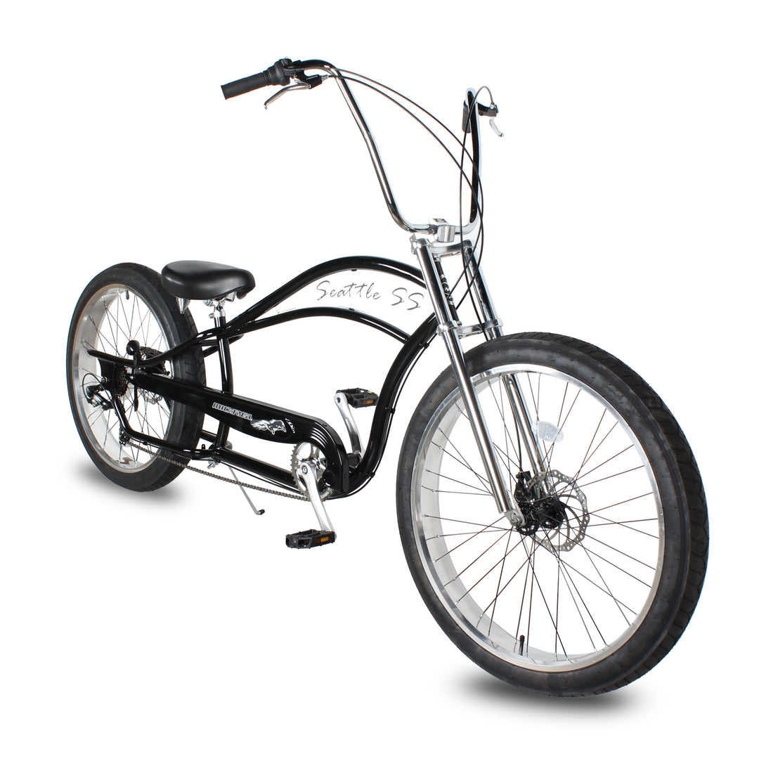 Micargi 26 Seattle Beach Chopper Cruiser Bike triple tree fork in black