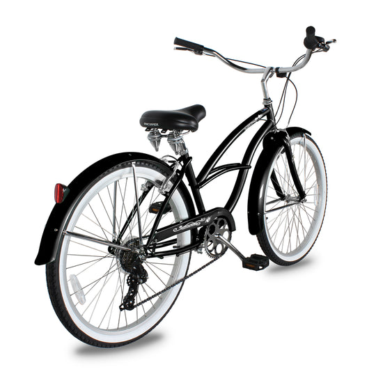 Side view of Micargi Pantera Women's Beach cruiser Bike v brake 7 Speed in black