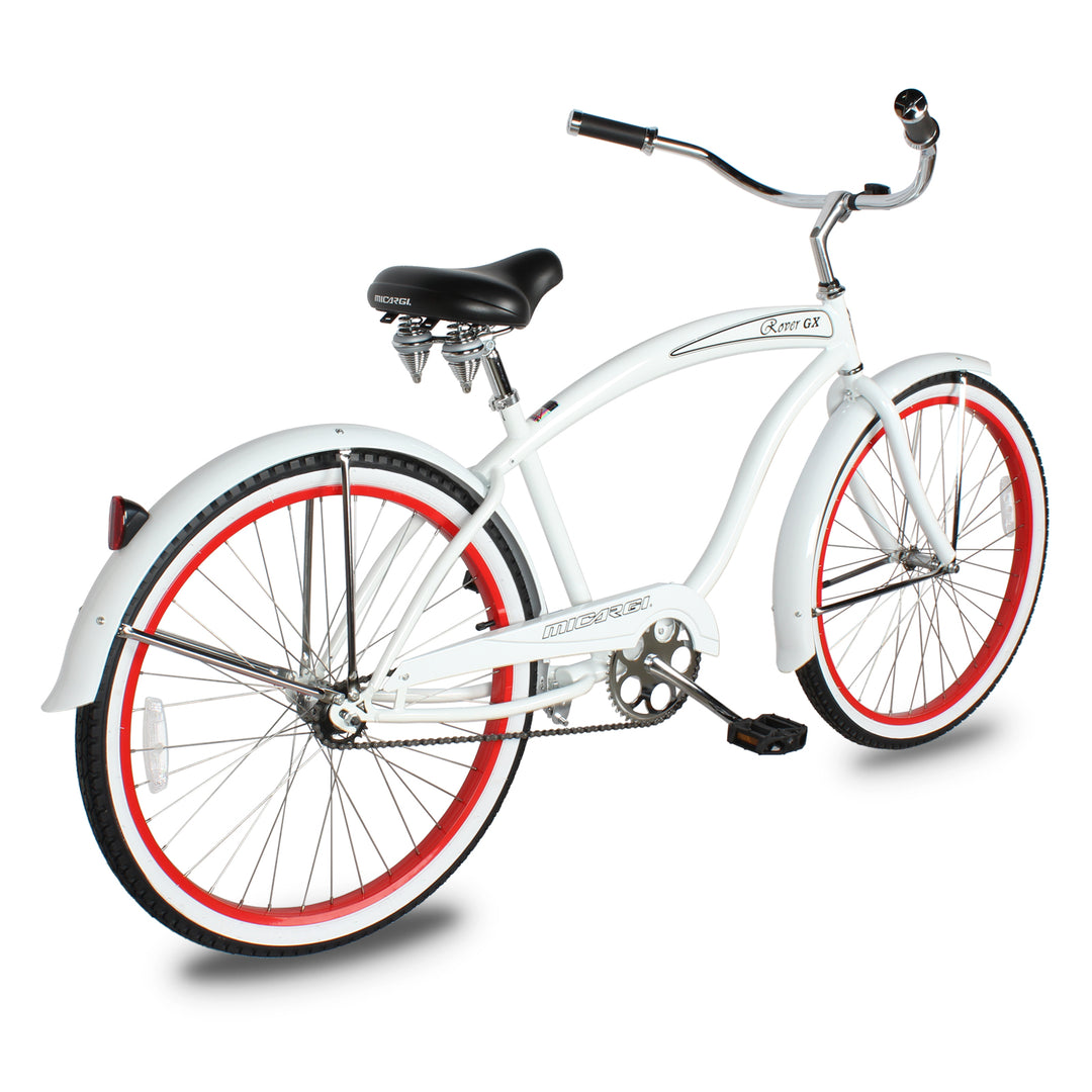 Side view of Micargi 26" Rover Lightweight Beach Cruiser Bike for Men in white