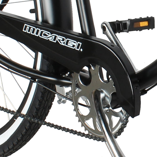Close up  of Micargi 26" Rover Lightweight Beach Cruiser Bike for Men sturdy crankset