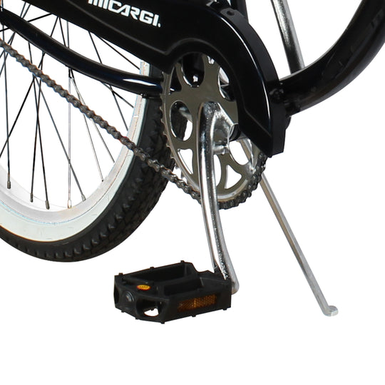 Close up of Micargi Tahiti Single Speed 26 Inch Men's Beach Cruiser Bike sturdy chrome crankset
