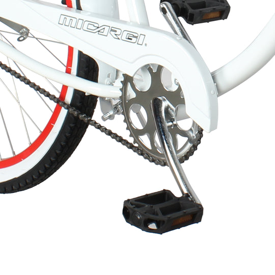 Close up of Micargi 26" Rover Lightweight Beach Cruiser Bike for Men sturdy crankset