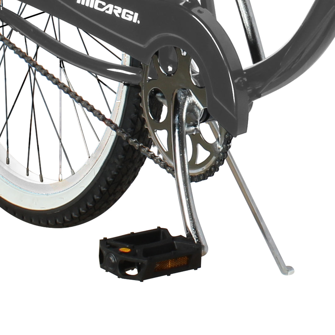 Close up of Micargi Tahiti Single Speed Beach Cruiser Bike 26 inch for men sturdy crankset