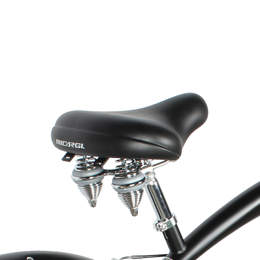 Close up of Micargi 26" Rover Lightweight Beach Cruiser Bike for Men wide seat