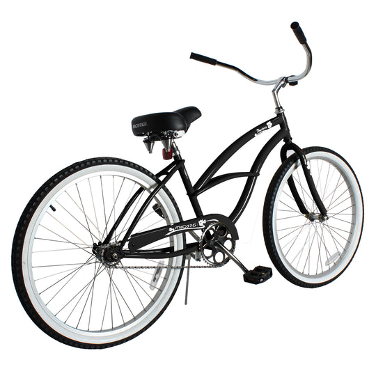 Close up of Micargi Pantera Women's Beach Cruiser Bike Hi-ten steel frame 1 Speed in black
