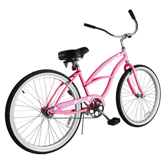 Side view of Micargi Pantera Women's Beach cruiser Bike coaster brake 1 Speed in pink