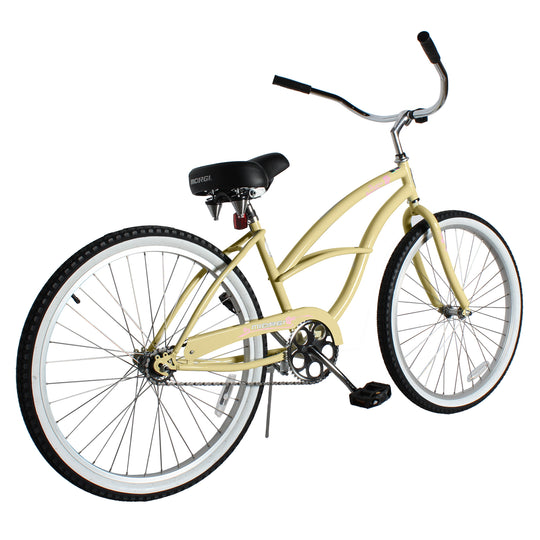 Side view of Micargi Pantera Women's Beach cruiser Bike coaster brake 1 Speed wide handlebar