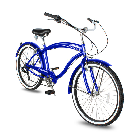 Side view of Micargi 26" Rover Lightweight Beach Cruiser Bike for Men in blue