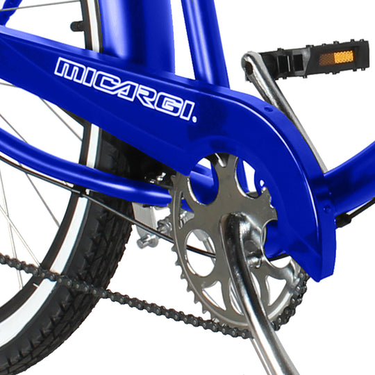 Close up of Micargi 26" Rover Lightweight Beach Cruiser Bike for Men sturdy crankset