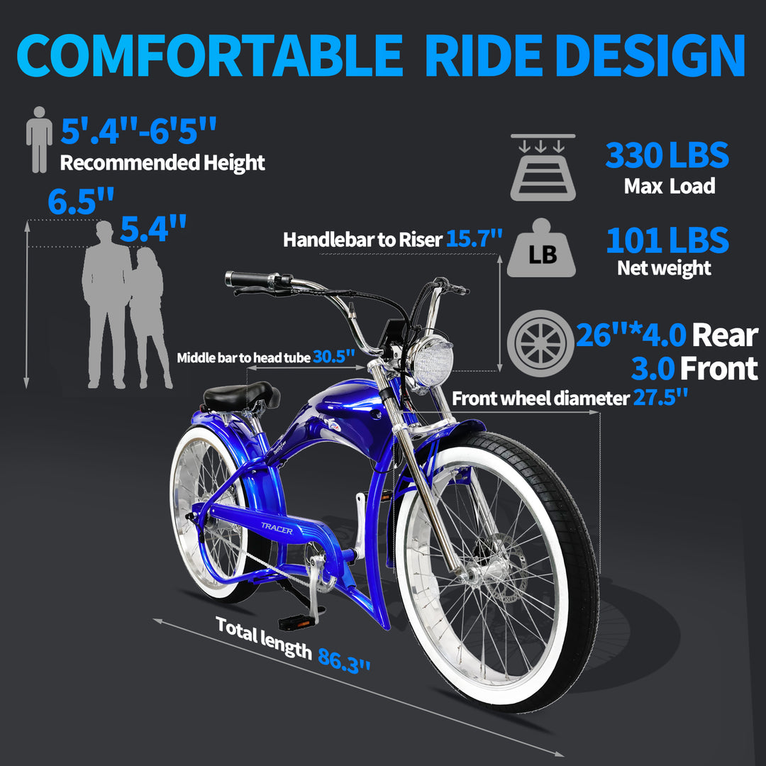 Tracer Twenty5 GT 500W 26" CRUISER E-BIKE