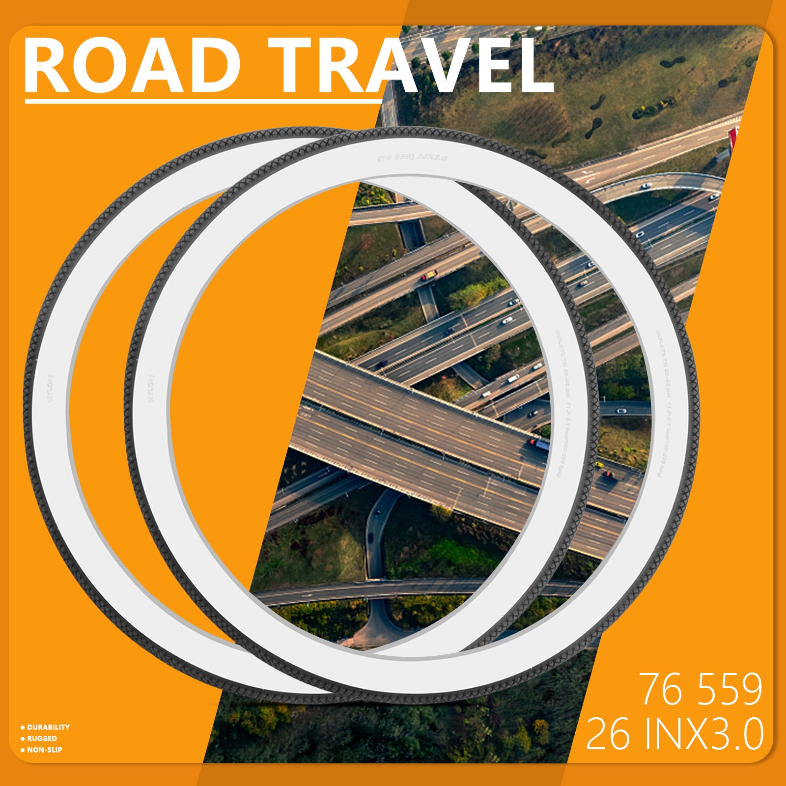 Micargi TR-WD-W1111 26x3.0 inches White Wall Tire