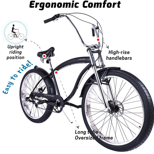 Micargi Largo GT7 29" Beach Cruiser Bike 7-Speed