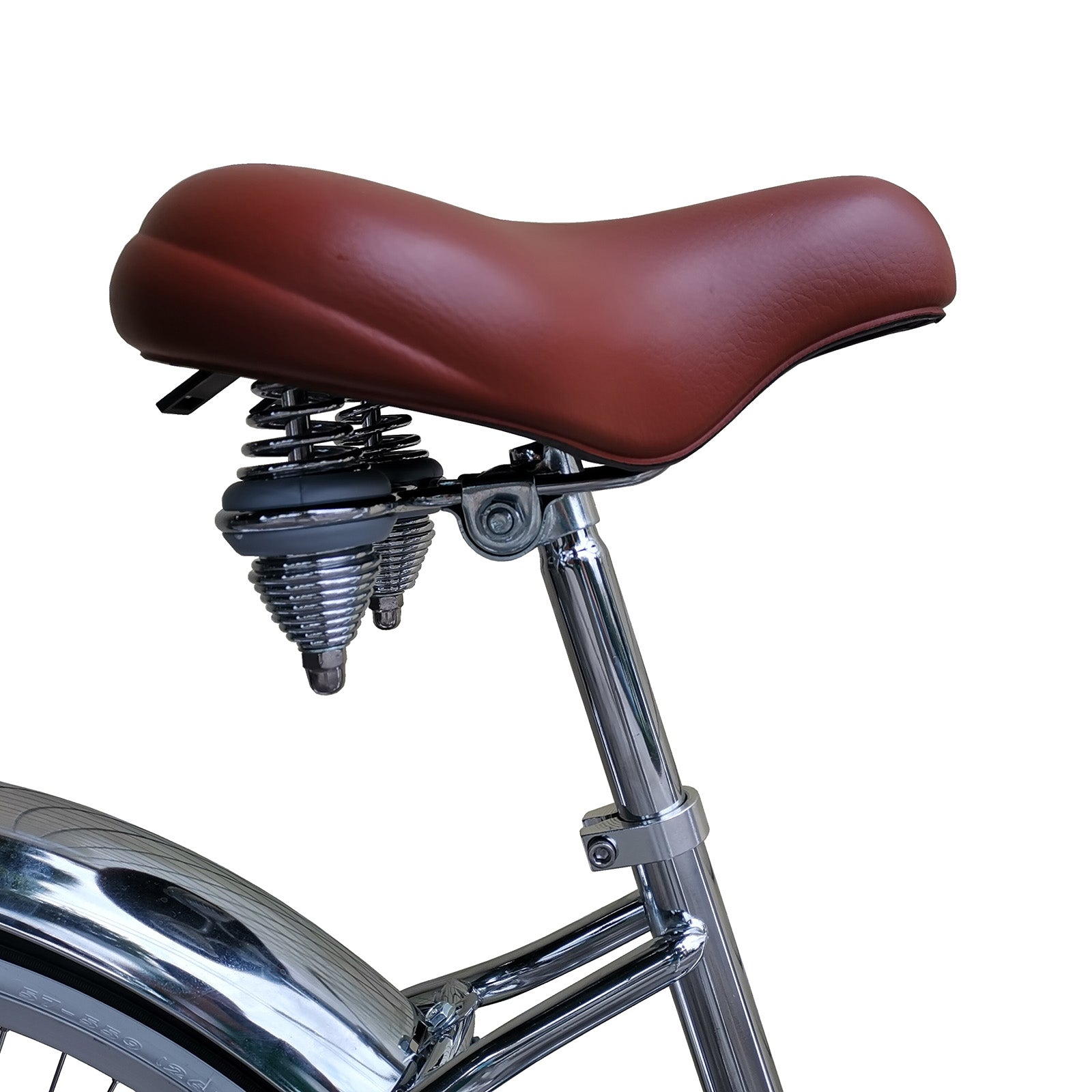 Close up of Micargi Cougar GTS Beach Cruiser Bike with Wide Dual Spring Saddle