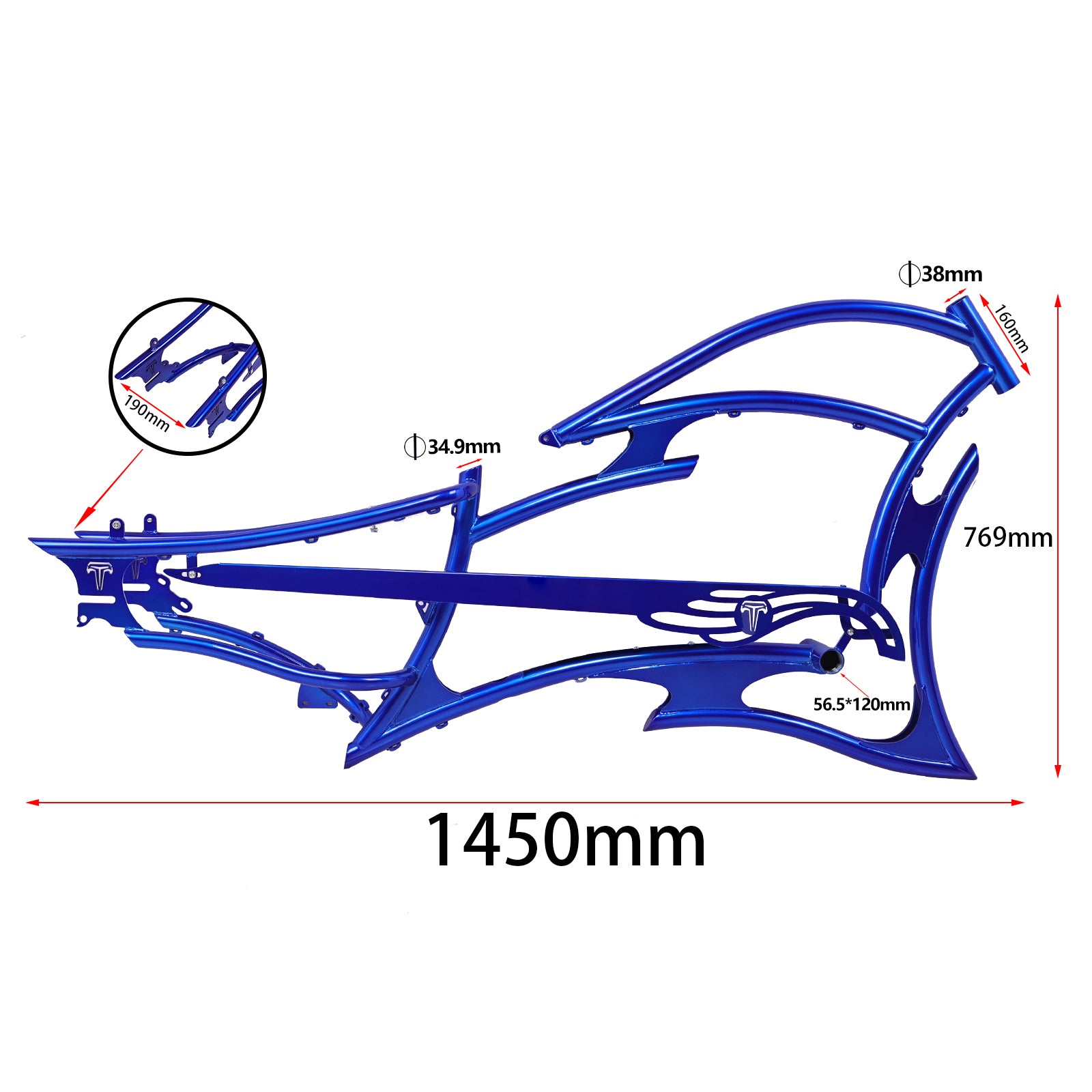 Micargi RAIDER Oversized Frame 7 SPEED Stretch Beach Cruiser Bike 26inch blue