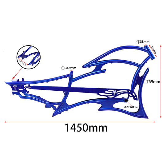 Micargi FM-RAIDER 7 SPEED Stretch Beach Cruiser Bike Frame