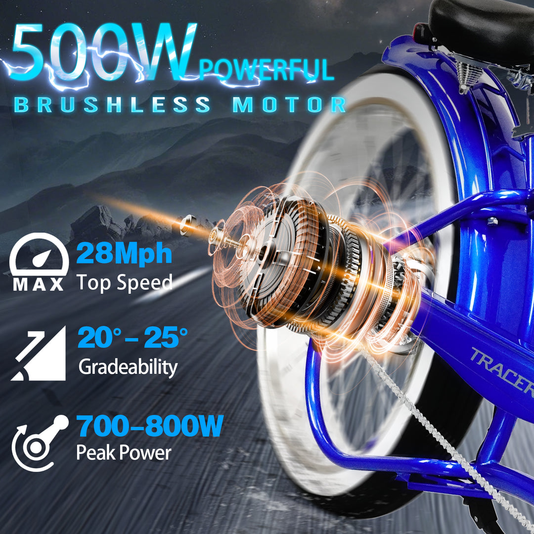 Tracer Twenty5 GTS 500W Chopper Cruiser E-Bike