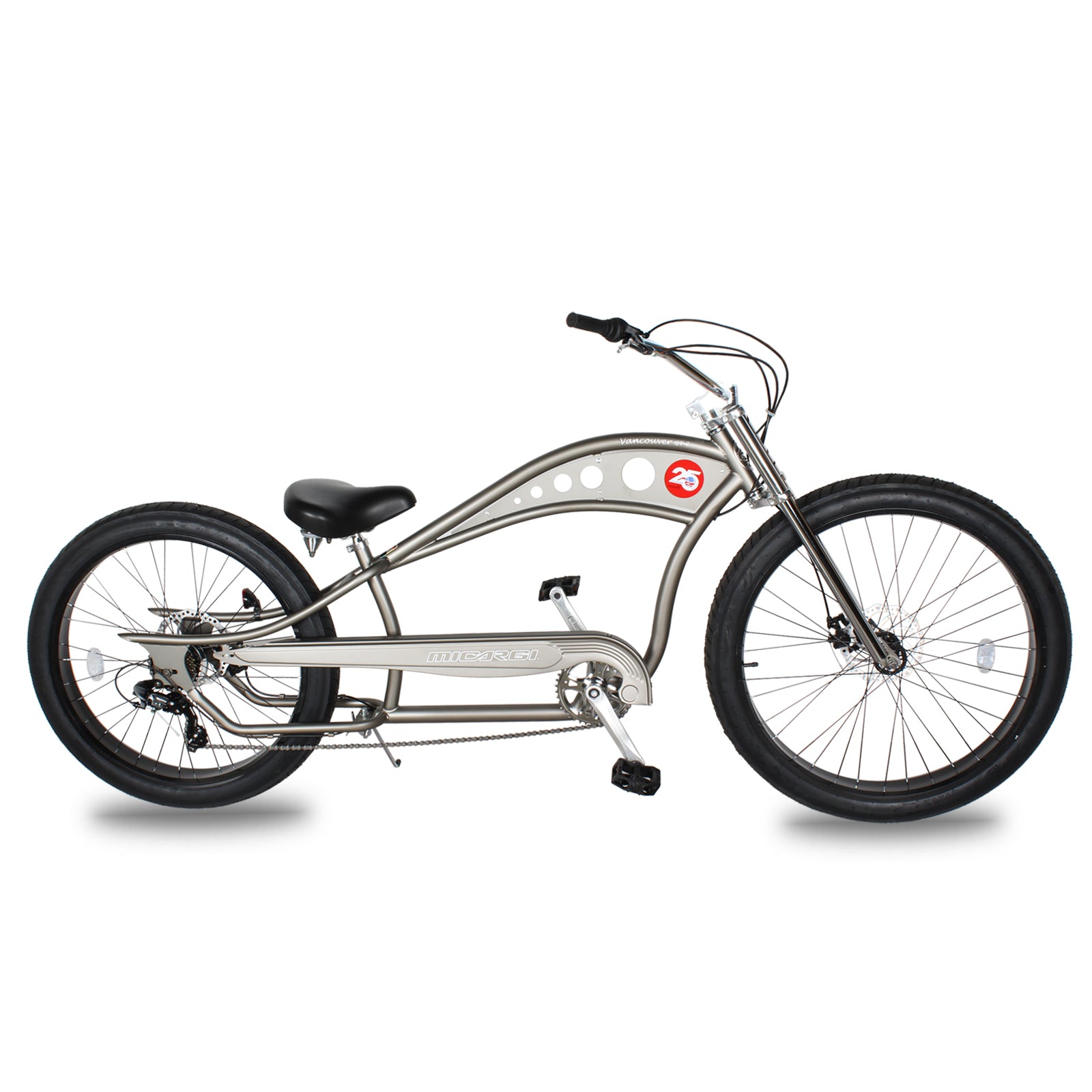 Micargi Vancouver 26" Chopper Cruiser Bike low handlebar 7-speed