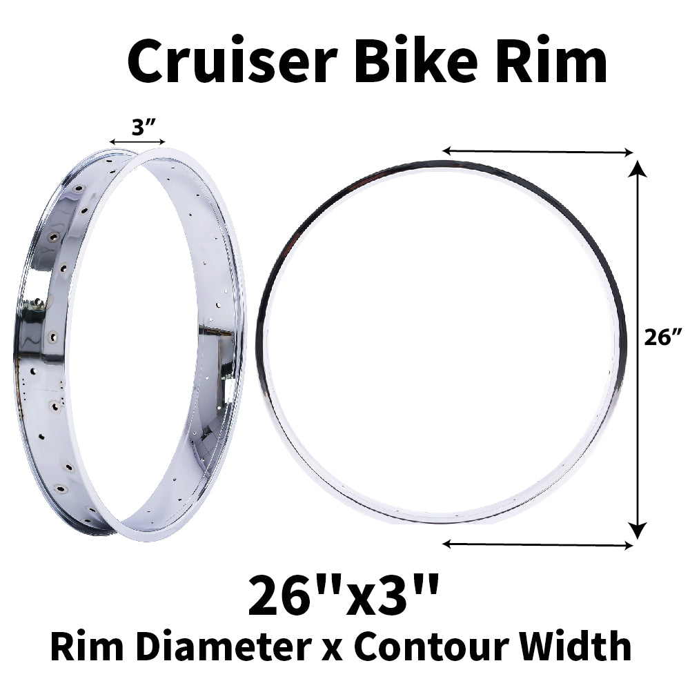 Micargi RM-TR95G2636-CP 26"x 3" 26"x4"x13Gx36H Mirror Chrome Bike Fat Rims