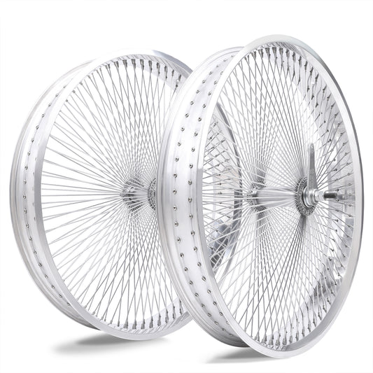 Micargi WH-TR7526140 26"X3"X13GX140H Aluminum Polish Fat Rims Wheel Set
