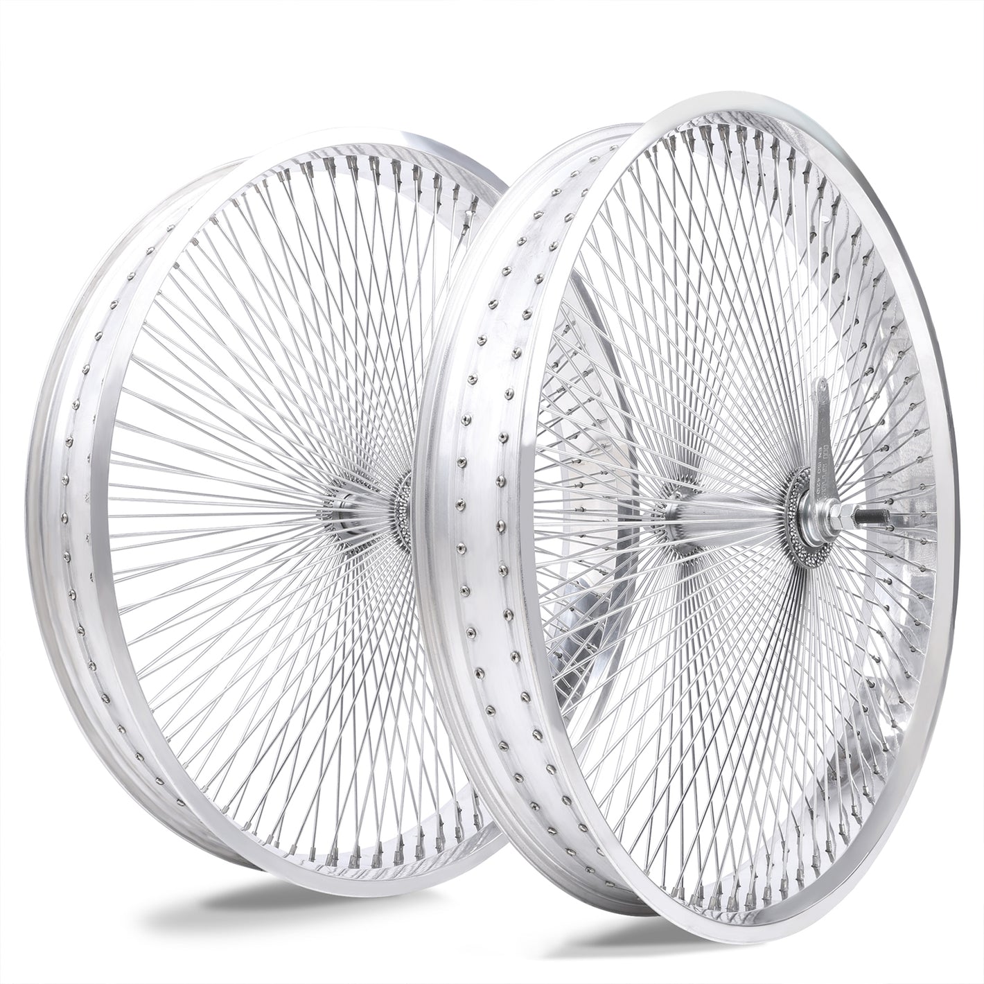 Side view of Micargi 26"X3"X13GX140H Aluminum Polish Fat Rims Wheel Set coaster brake