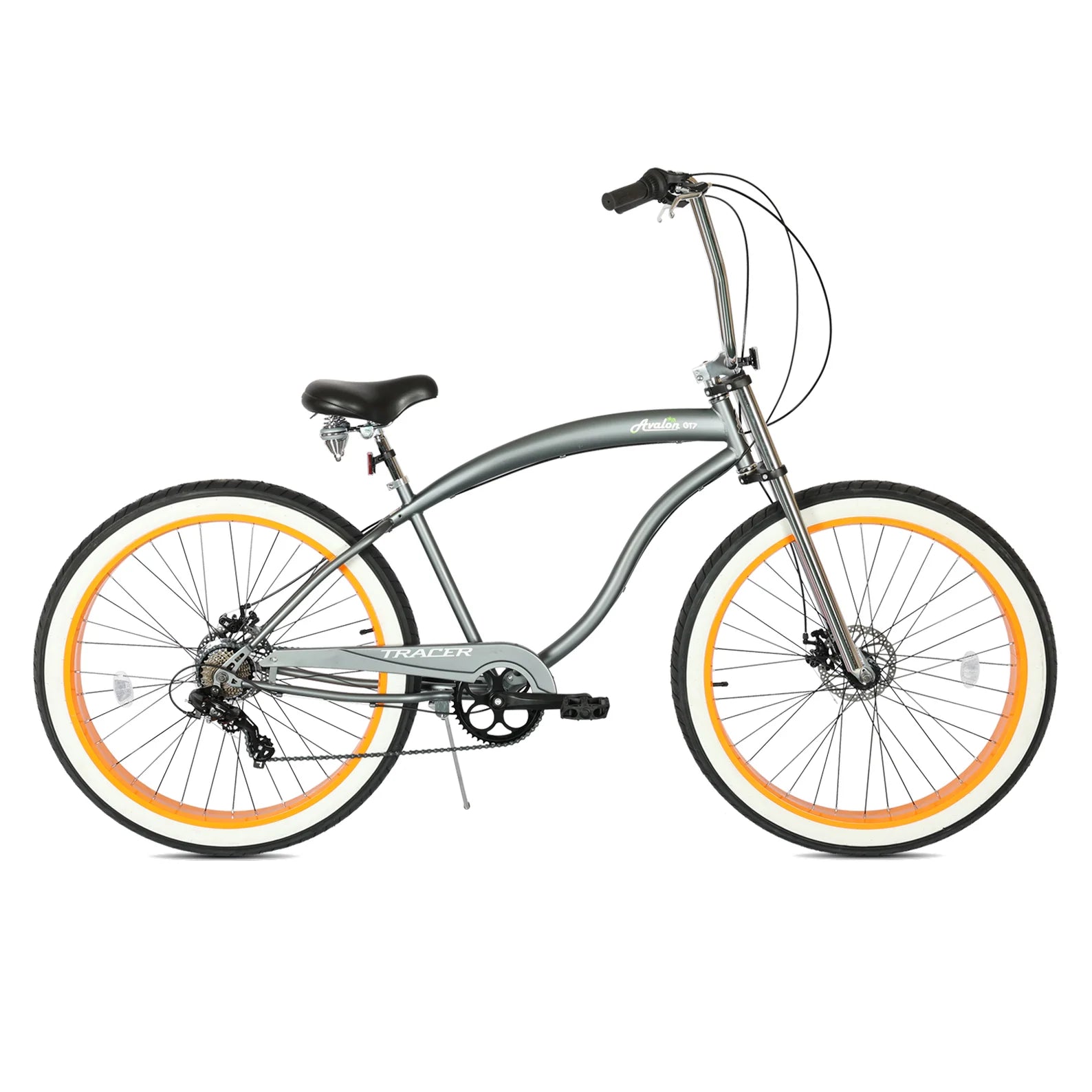 Tracer Avalon GT7 29" Beach Cruiser Bikes gray frame orange rim 7-speed  disc brake
